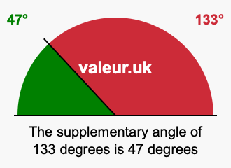 Supplementary angle of 133 degrees Supplement angle of 133 degrees