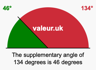 Supplementary angle of 134 degrees Supplement angle of 134 degrees