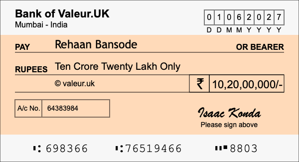 How to write a cheque for 10.2 crore rupees