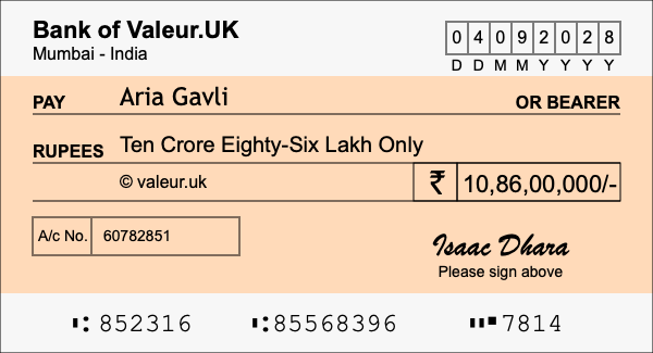 How to write a cheque for 10.86 crore rupees How to write a cheque for 10.86 crore rupees