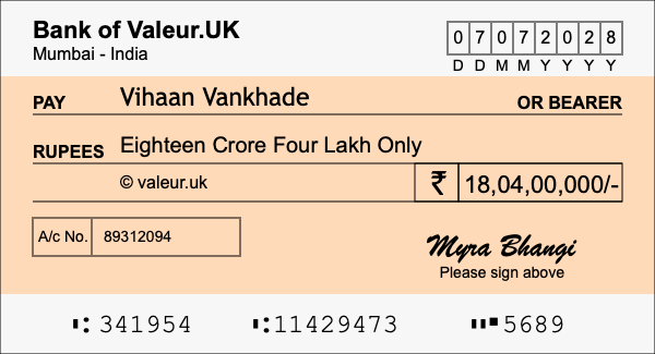 How to write a cheque for 18.04 crore rupees How to write a cheque for 18.04 crore rupees