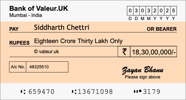 How to write a cheque for 18.3 crore rupees How to write a cheque for 18.3 crore rupees
