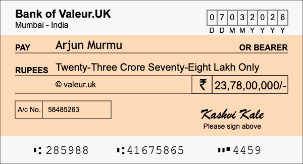 How to write a cheque for 23.78 crore rupees How to write a cheque for 23.78 crore rupees