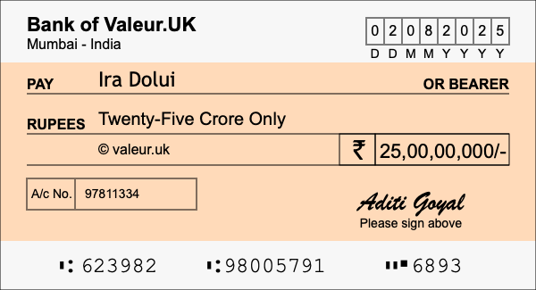 How to write a cheque for 25 crore rupees How to write a cheque for 25 crore rupees