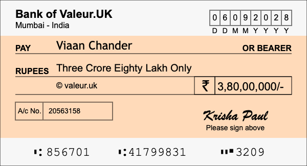 How to write a cheque for 3.8 crore rupees How to write a cheque for 3.8 crore rupees