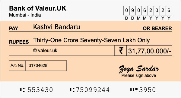 How to write a cheque for 31.77 crore rupees How to write a cheque for 31.77 crore rupees