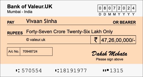 How to write a cheque for 47.26 crore rupees How to write a cheque for 47.26 crore rupees