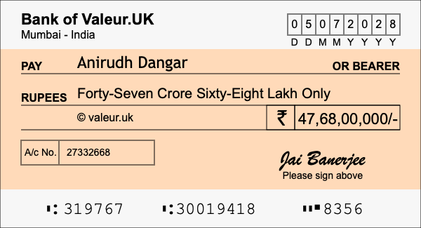 How to write a cheque for 47.68 crore rupees