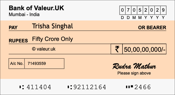 How to write a cheque for 50 crore rupees How to write a cheque for 50 crore rupees