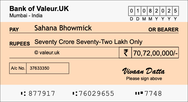 How to write a cheque for 70.72 crore rupees How to write a cheque for 70.72 crore rupees