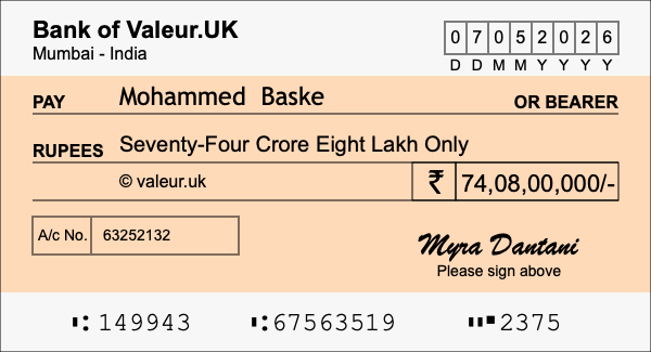 How to write a cheque for 74.08 crore rupees How to write a cheque for 74.08 crore rupees