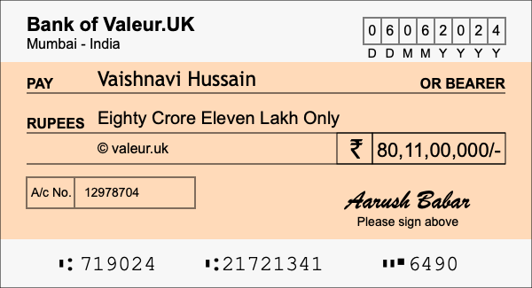 How to write a cheque for 80.11 crore rupees How to write a cheque for 80.11 crore rupees