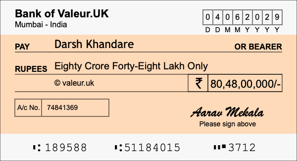 How to write a cheque for 80.48 crore rupees