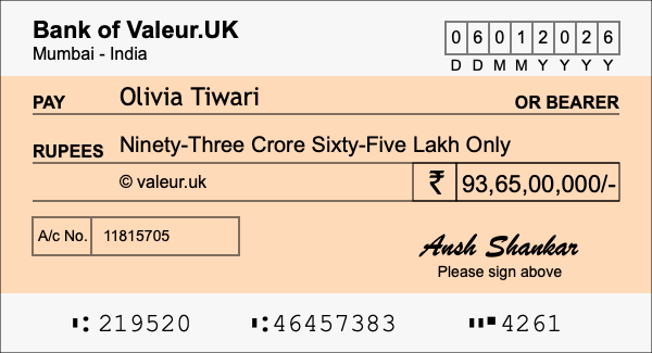 How to write a cheque for 93.65 crore rupees