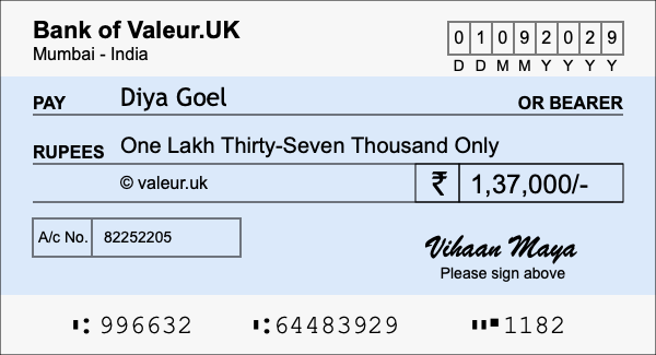 How to write a cheque for 1.37 lakh rupees