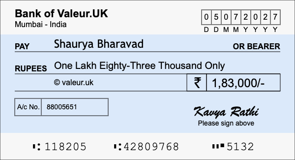 How to write a cheque for 1.83 lakh rupees How to write a cheque for 1.83 lakh rupees