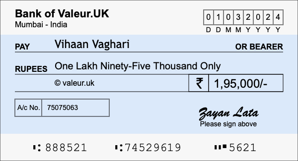 How to write a cheque for 1.95 lakh rupees How to write a cheque for 1.95 lakh rupees