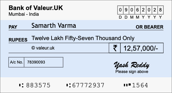 How to write a cheque for 12.57 lakh rupees How to write a cheque for 12.57 lakh rupees