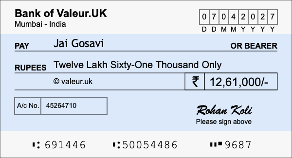 How to write a cheque for 12.61 lakh rupees How to write a cheque for 12.61 lakh rupees
