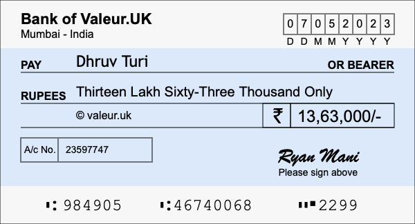 How to write a cheque for 13.63 lakh rupees How to write a cheque for 13.63 lakh rupees