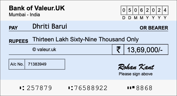 How to write a cheque for 13.69 lakh rupees How to write a cheque for 13.69 lakh rupees