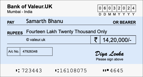 How to write a cheque for 14.2 lakh rupees How to write a cheque for 14.2 lakh rupees