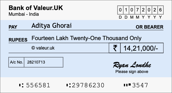 How to write a cheque for 14.21 lakh rupees How to write a cheque for 14.21 lakh rupees