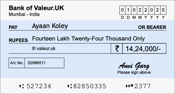 How to write a cheque for 14.24 lakh rupees How to write a cheque for 14.24 lakh rupees
