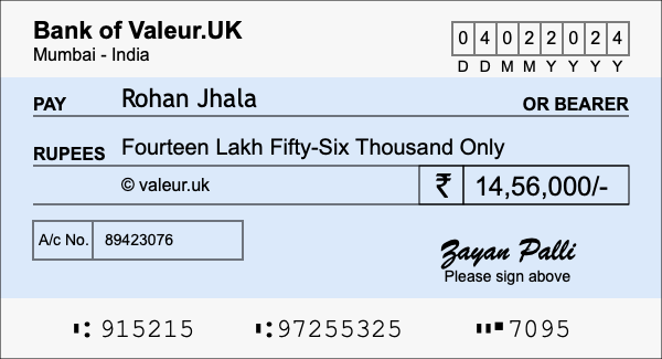 How to write a cheque for 14.56 lakh rupees How to write a cheque for 14.56 lakh rupees