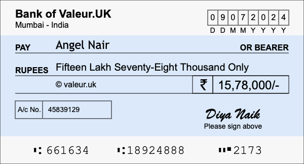 How to write a cheque for 15.78 lakh rupees How to write a cheque for 15.78 lakh rupees