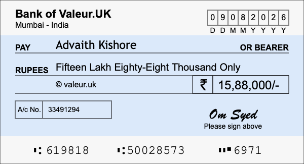 How to write a cheque for 15.88 lakh rupees How to write a cheque for 15.88 lakh rupees