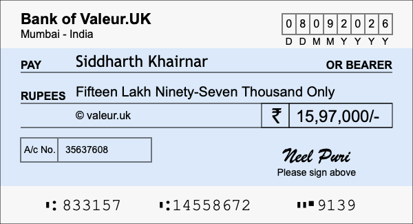 How to write a cheque for 15.97 lakh rupees How to write a cheque for 15.97 lakh rupees