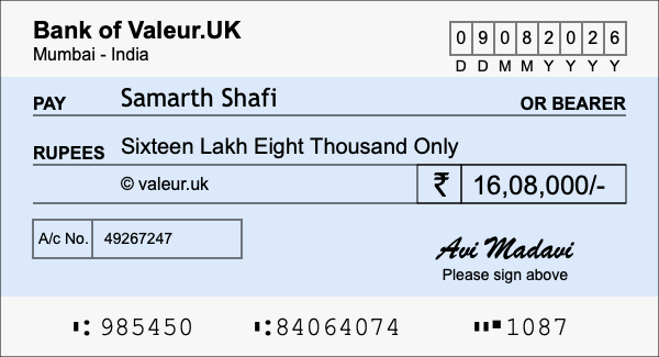 How to write a cheque for 16.08 lakh rupees How to write a cheque for 16.08 lakh rupees
