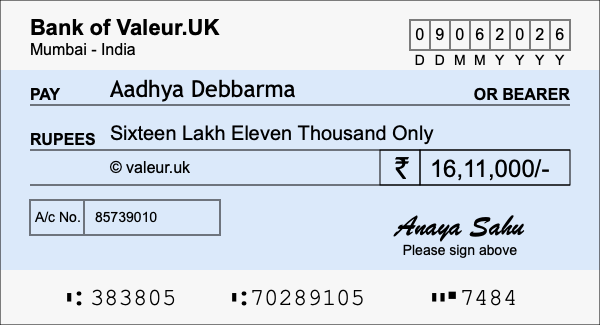 How to write a cheque for 16.11 lakh rupees How to write a cheque for 16.11 lakh rupees