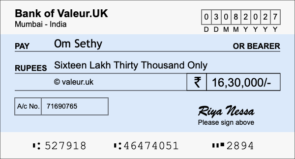 How to write a cheque for 16.3 lakh rupees How to write a cheque for 16.3 lakh rupees