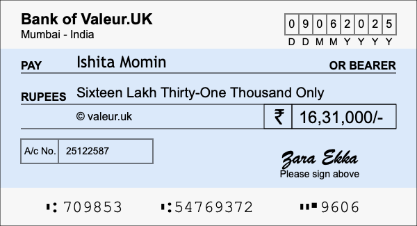 How to write a cheque for 16.31 lakh rupees How to write a cheque for 16.31 lakh rupees