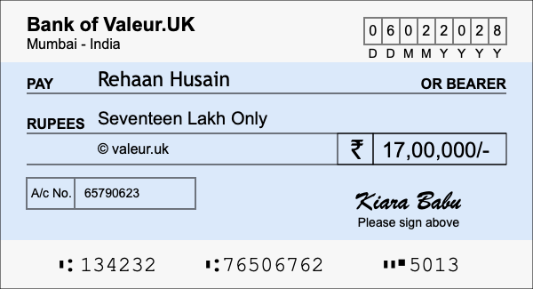 How to write a cheque for 17 lakh rupees How to write a cheque for 17 lakh rupees