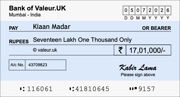 How to write a cheque for 17.01 lakh rupees How to write a cheque for 17.01 lakh rupees
