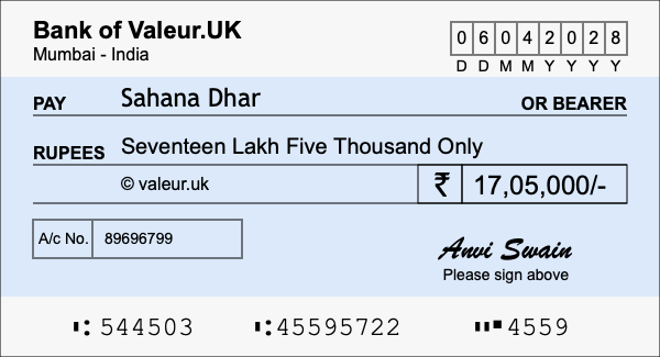 How to write a cheque for 17.05 lakh rupees How to write a cheque for 17.05 lakh rupees