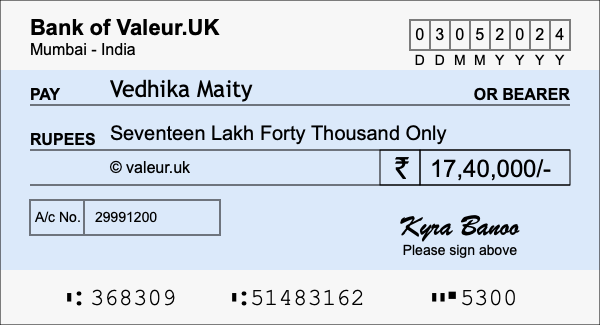 How to write a cheque for 17.4 lakh rupees How to write a cheque for 17.4 lakh rupees