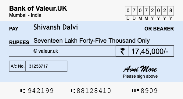 How to write a cheque for 17.45 lakh rupees How to write a cheque for 17.45 lakh rupees
