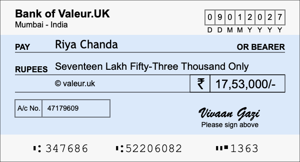 How to write a cheque for 17.53 lakh rupees How to write a cheque for 17.53 lakh rupees