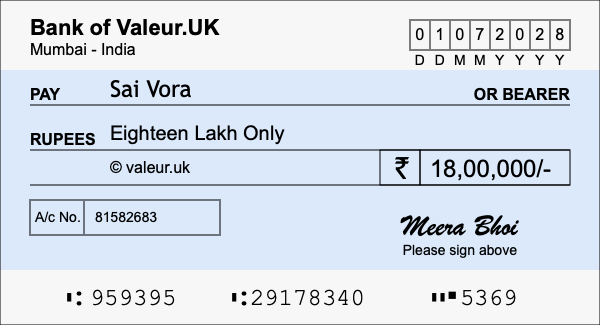 How to write a cheque for 18 lakh rupees How to write a cheque for 18 lakh rupees