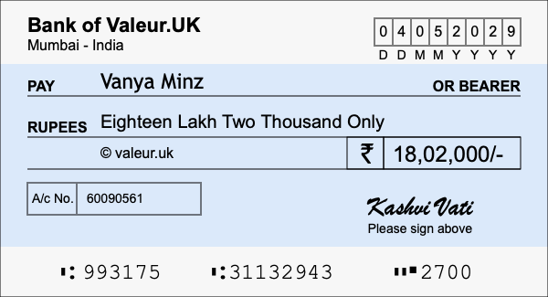 How to write a cheque for 18.02 lakh rupees How to write a cheque for 18.02 lakh rupees