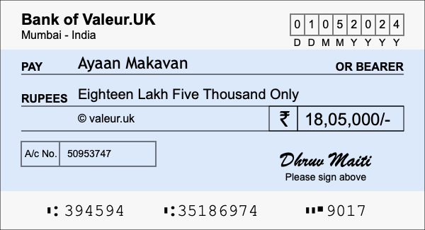 How to write a cheque for 18.05 lakh rupees How to write a cheque for 18.05 lakh rupees