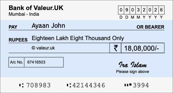 How to write a cheque for 18.08 lakh rupees How to write a cheque for 18.08 lakh rupees