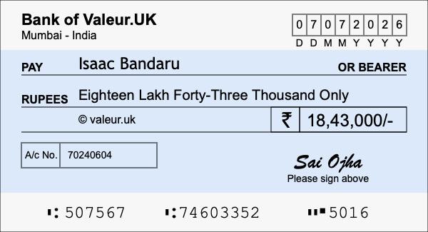 How to write a cheque for 18.43 lakh rupees How to write a cheque for 18.43 lakh rupees