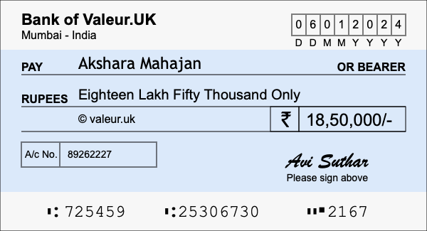 How to write a cheque for 18.5 lakh rupees How to write a cheque for 18.5 lakh rupees