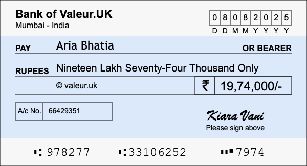 How to write a cheque for 19.74 lakh rupees How to write a cheque for 19.74 lakh rupees