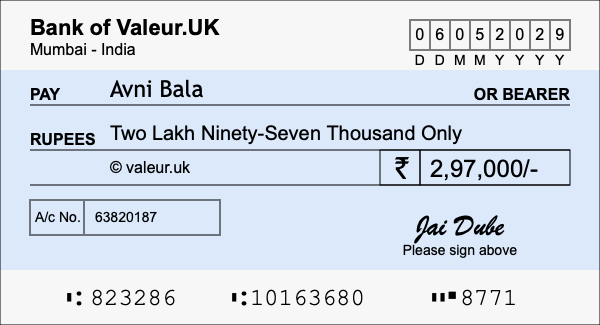 How to write a cheque for 2.97 lakh rupees How to write a cheque for 2.97 lakh rupees
